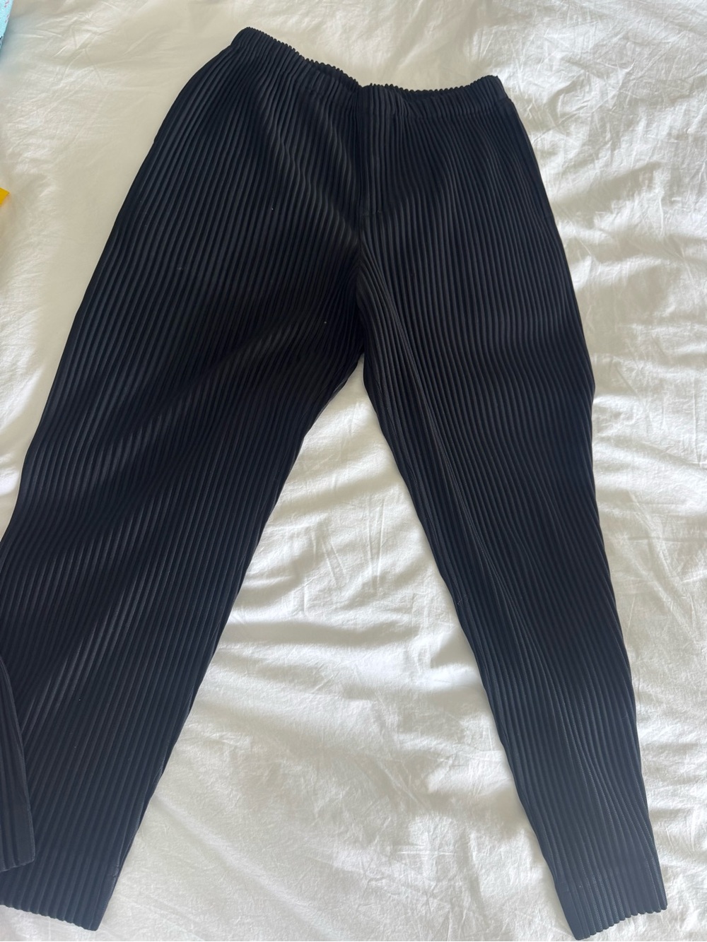 Issey Miyake Black Pleated Tapered Pants